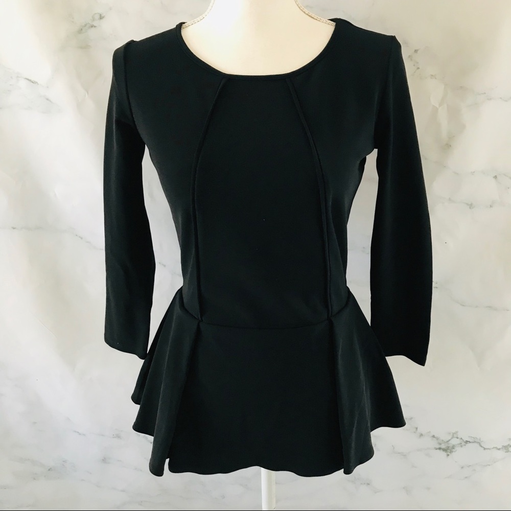 BOSTON PROPER Black Peplum Top